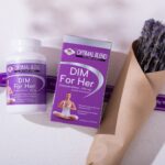 A purple-themed dietary supplement with gift-wrapped lavender flowers enhances natural wellness.