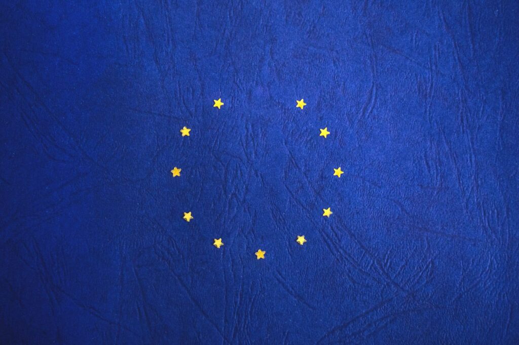 European Union flag with missing stars representing Brexit concept.
