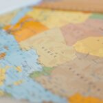 Colorful world map close-up showing African countries with focus on Libya and surrounding areas.